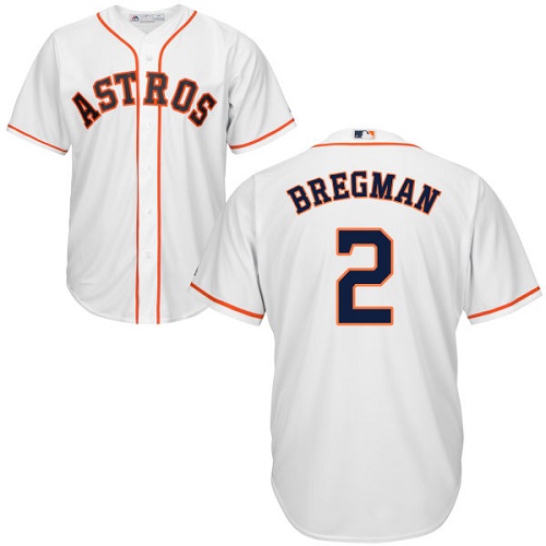 Astros #2 Alex Bregman White Cool Base Stitched Youth MLB Jersey